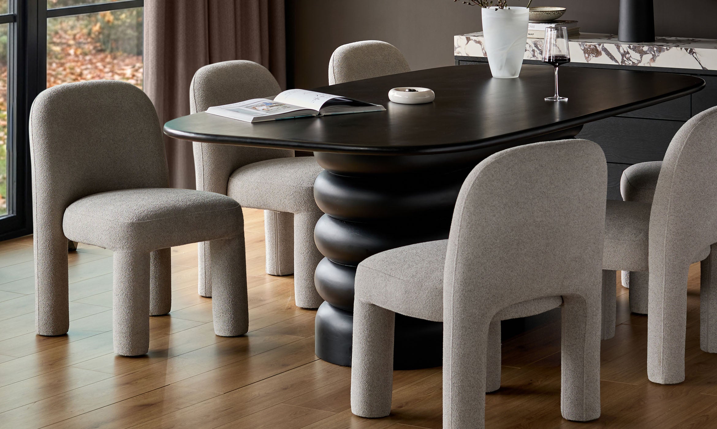 Mason light grey boucle dining chair