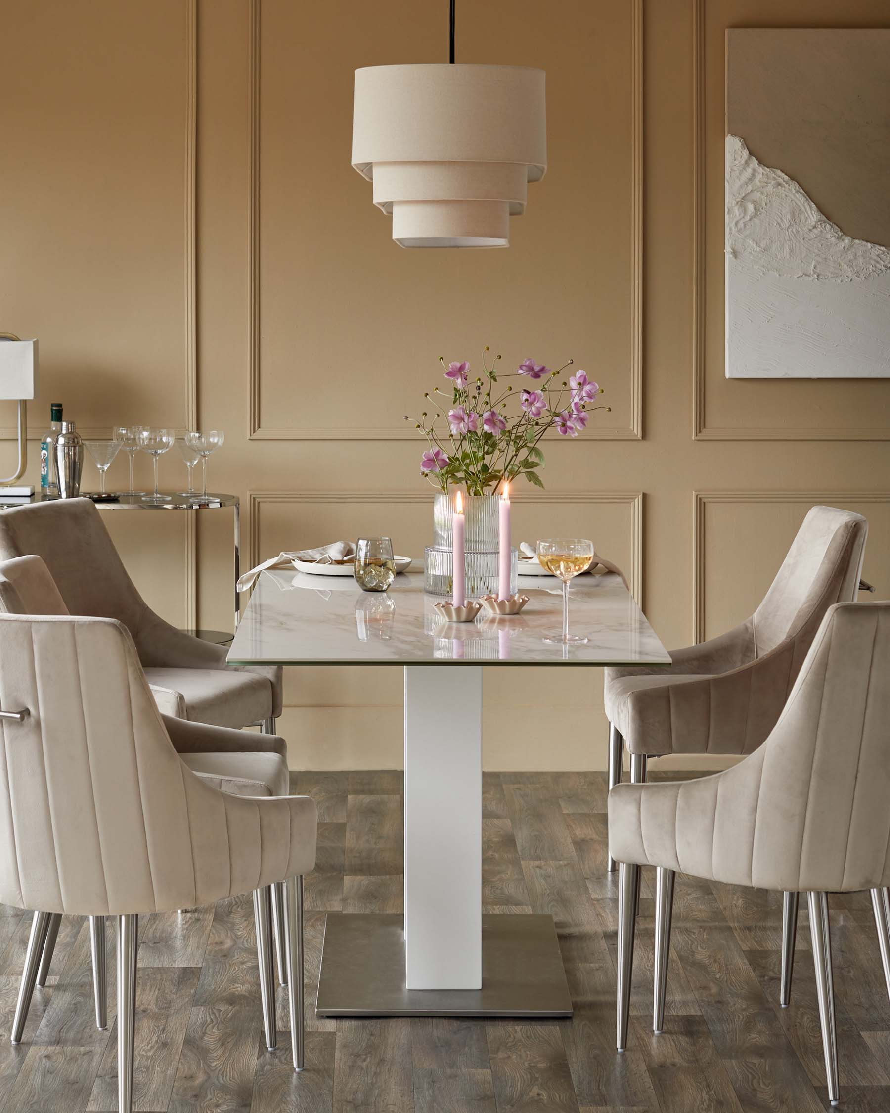 Marble Table With Velvet Chairs Marble Ceramic Seater White Dining