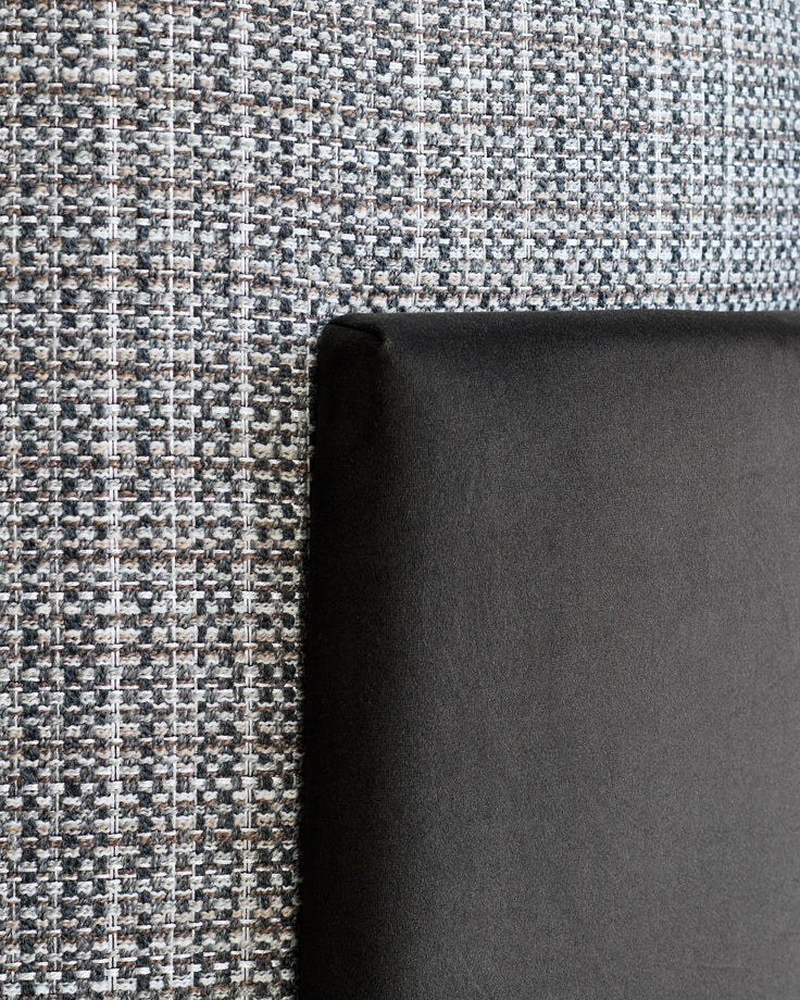 Miles Occasional Chair in dark chocolate velvet, showing close-up of fabric texture and curved armrest detail.