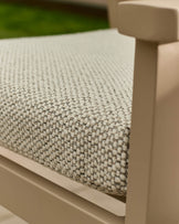 Minori natural garden dining table with 4 Minori natural dining chairs and 3 seater bench set