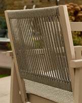 Minori natural garden dining table with 4 Minori natural dining chairs and 3 seater bench set