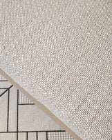 Close-up of natural cream fabric texture on Minori Garden 3-seater dining bench with beige piping detail visible.