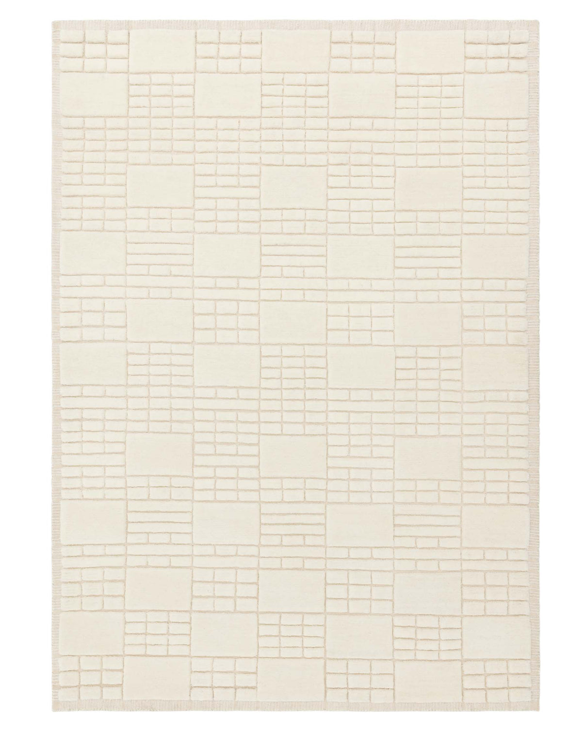 Mosaic Large Sculpted Wool Rug Cream – Danetti