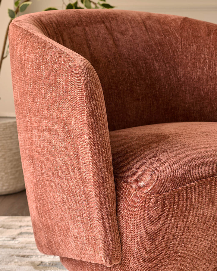 Natalia apricot chenille swivel occasional chair