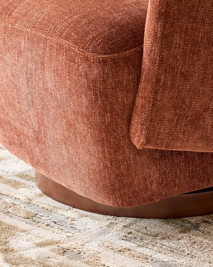 Natalia apricot chenille swivel occasional chair