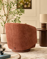 Natalia apricot chenille swivel occasional chair