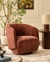Natalia apricot chenille swivel occasional chair