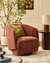 Natalia apricot chenille swivel occasional chair