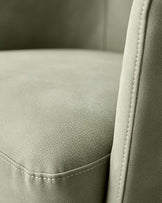 Natalia sage green faux leather swivel accent chair