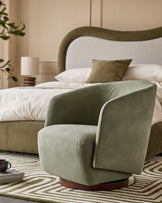 Natalia sage green faux leather swivel accent chair