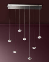 Nina silver chrome with clear gloss LED adjustable 7 pendant