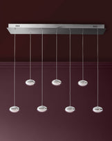 Nina silver chrome with clear gloss LED adjustable 7 pendant
