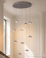 Nina silver chrome with clear glass LED adjustable 10 pendant light