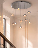 Nina silver chrome with clear glass LED adjustable 10 pendant light