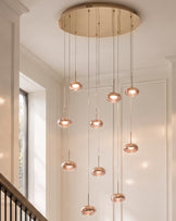 Nina soft gold with clear glass LED adjustable 10 pendant light