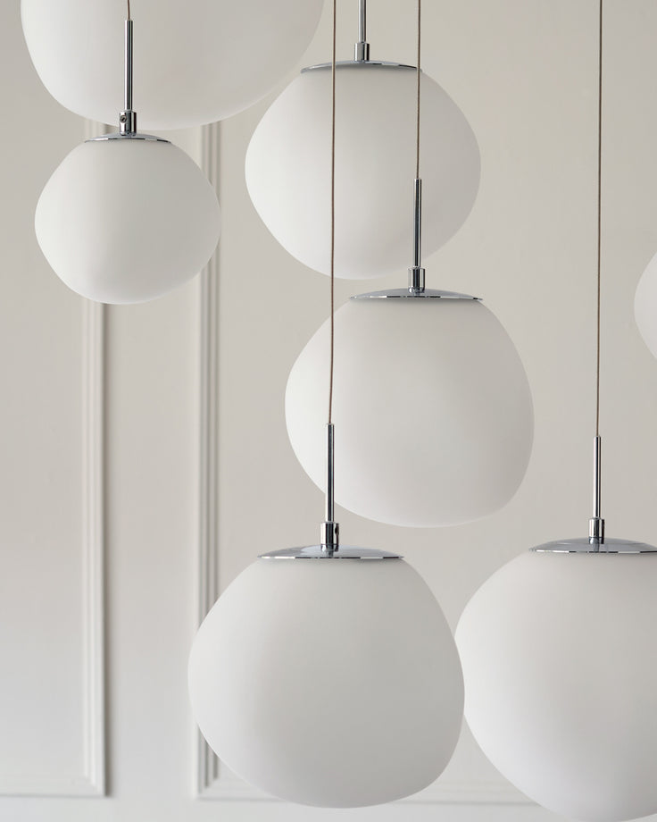 Orla white glass 8 bulb pendant light