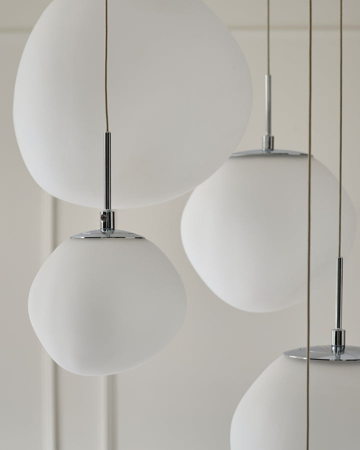 Orla white glass 8 bulb pendant light