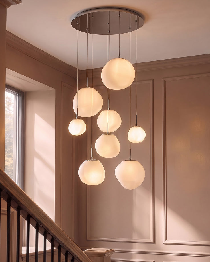 Orla white glass 8 bulb pendant light