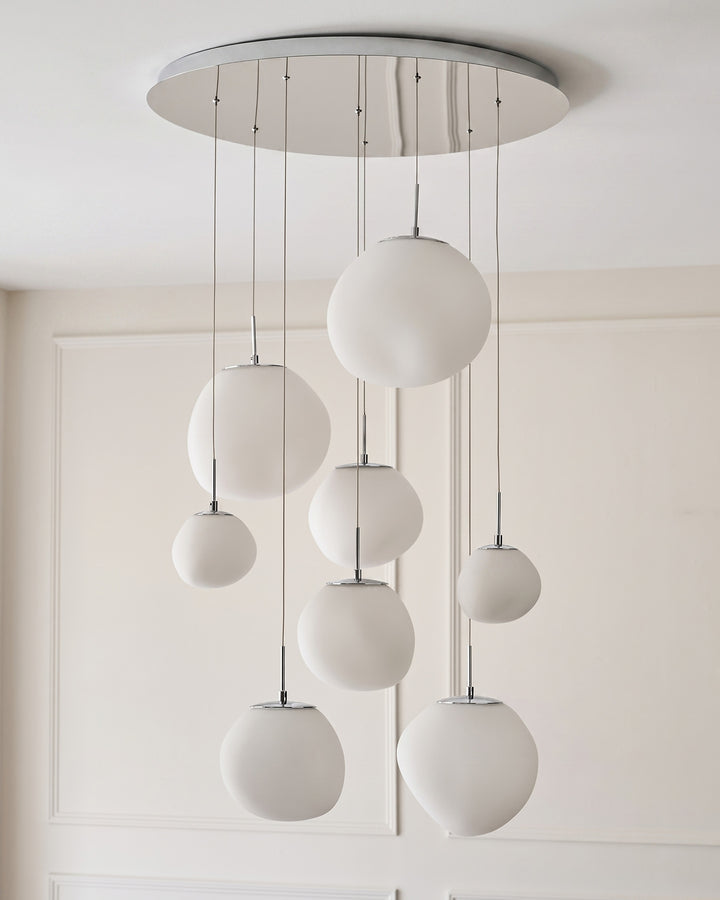 Orla white glass 8 bulb pendant light