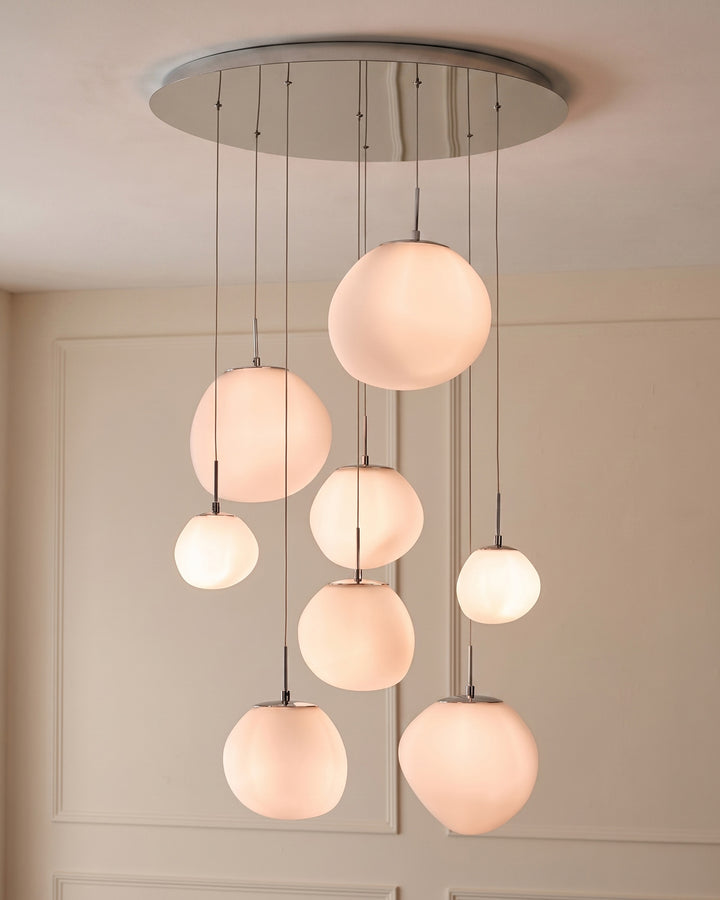 Orla white glass 8 bulb pendant light