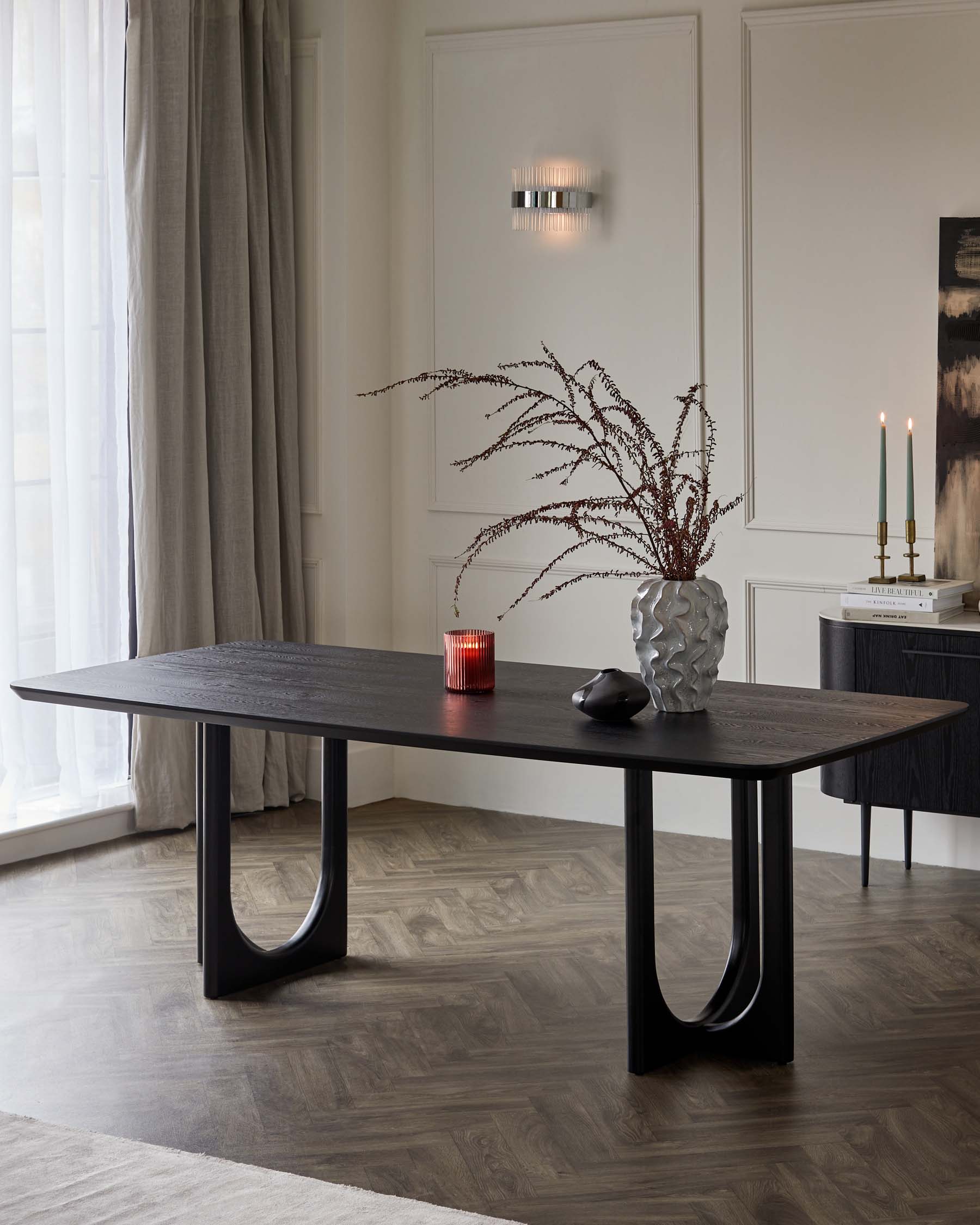 Orlan 8 Seater Fixed Dining Table Black Ash