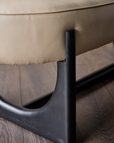 Orlan natural faux leather 3 seater dining bench with backrest