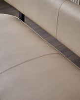 Orlan natural faux leather 3 seater dining bench with backrest