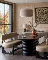 Orlan natural faux leather 3 seater dining bench with backrest