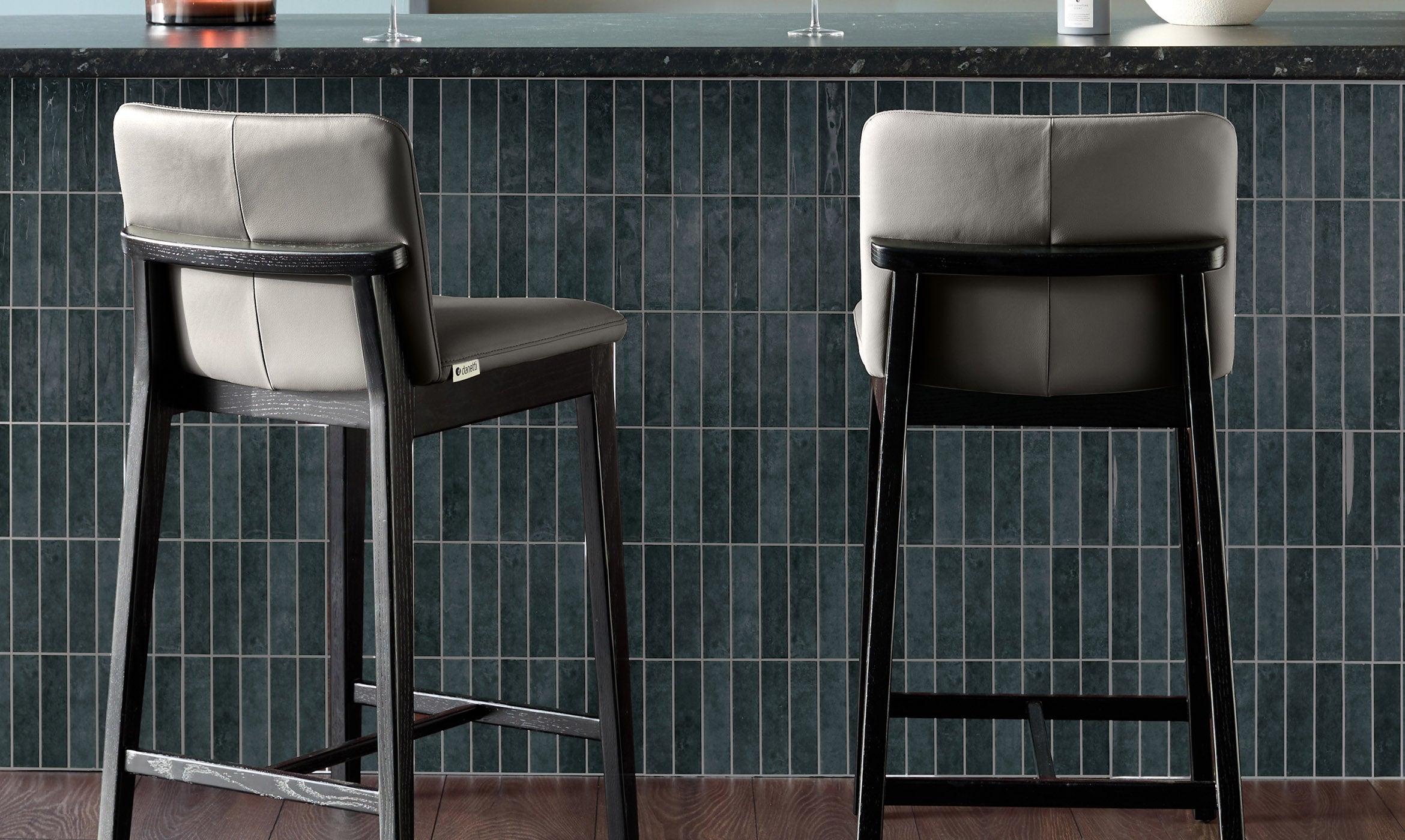 Otis dark grey leather bar stool