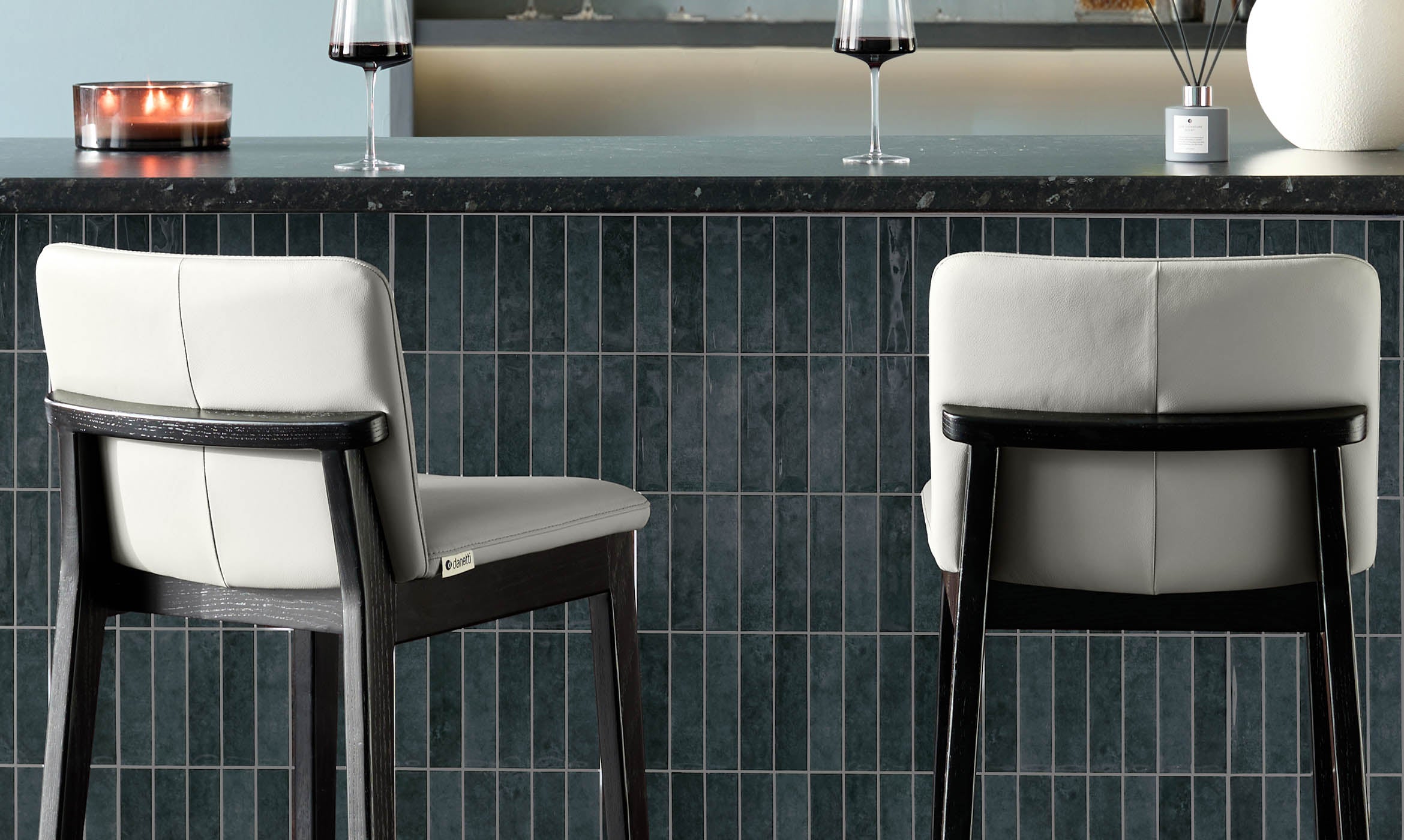Otis light grey leather bar stool