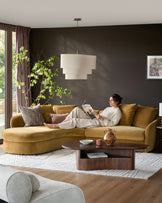 Ottilie ochre chenille left hand corner chaise sofa