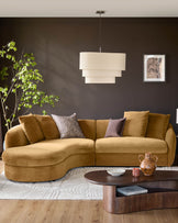 Ottilie ochre chenille left hand corner chaise sofa