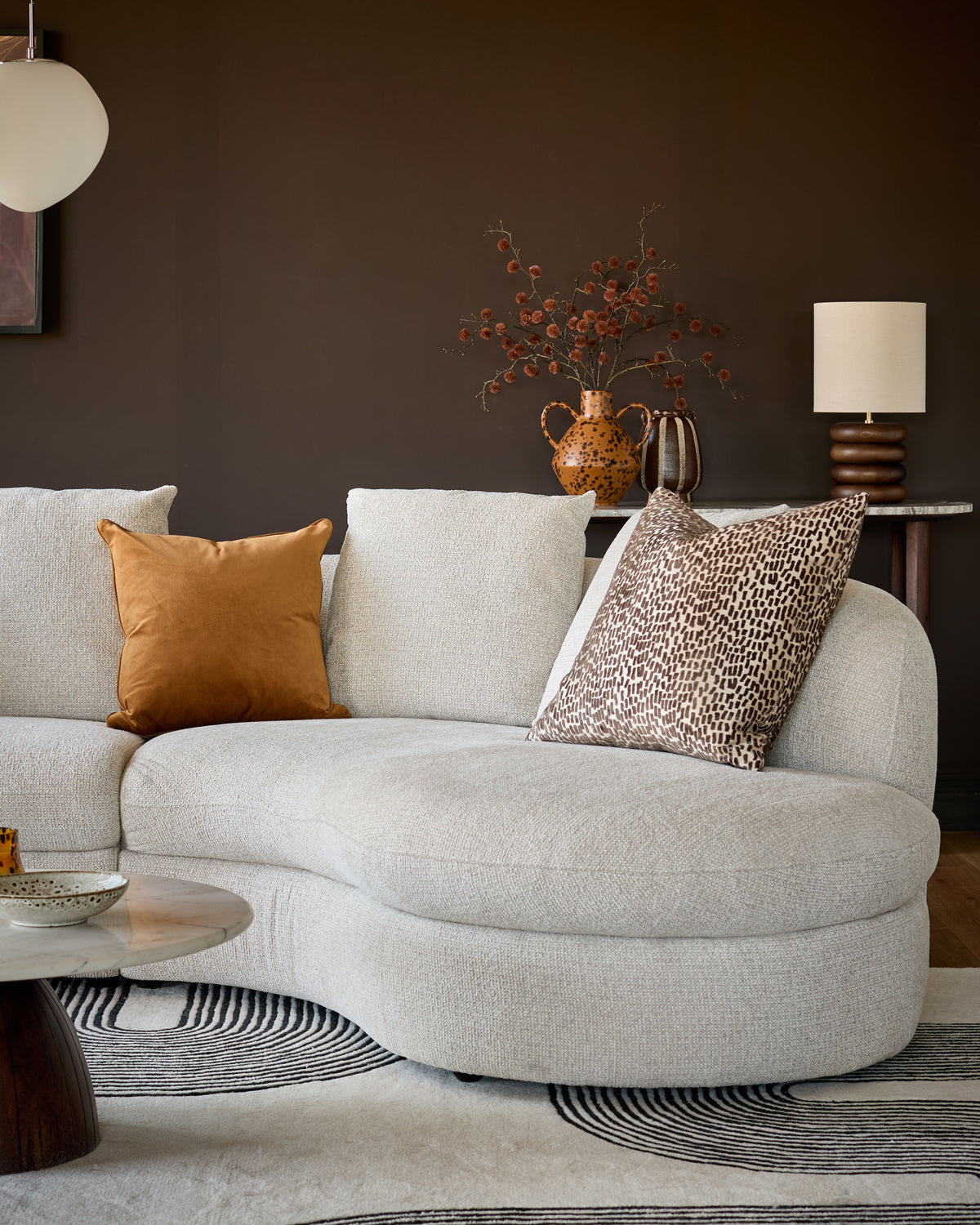 Ottilie natural fabric small right hand facing chaise sofa