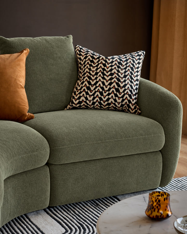 Ottilie olive green fabric left hand facing chaise sofa