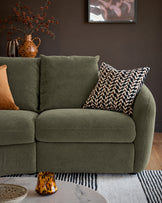 Ottilie olive green fabric left hand facing chaise sofa
