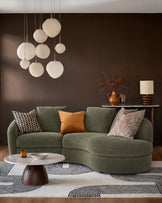 Ottilie olive green small fabric right hand facing chaise sofa