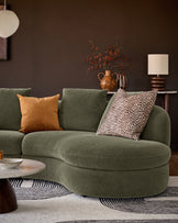 Ottilie olive green small fabric right hand facing chaise sofa