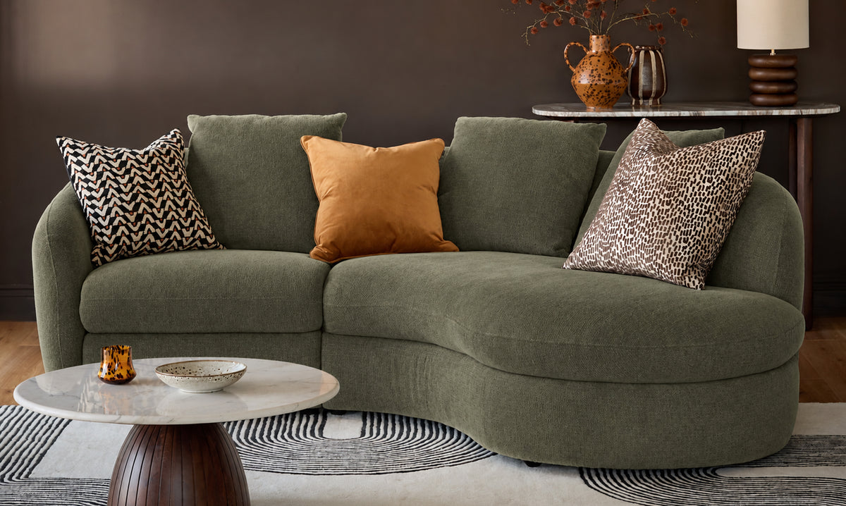 Ottilie olive green small fabric right hand facing chaise sofa