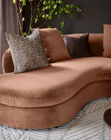 Ottilie apricot chenille left hand corner chaise sofa