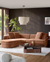 Ottilie apricot chenille left hand corner chaise sofa