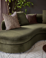 Ottilie olive green chenille left hand corner chaise sofa