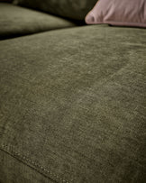 Ottilie olive green chenille left hand corner chaise sofa