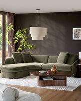 Ottilie olive green chenille left hand corner chaise sofa