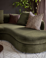 Ottilie olive green chenille right hand corner chaise sofa