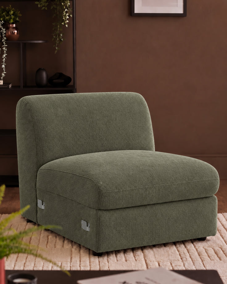 Ottilie olive green fabric sofa module