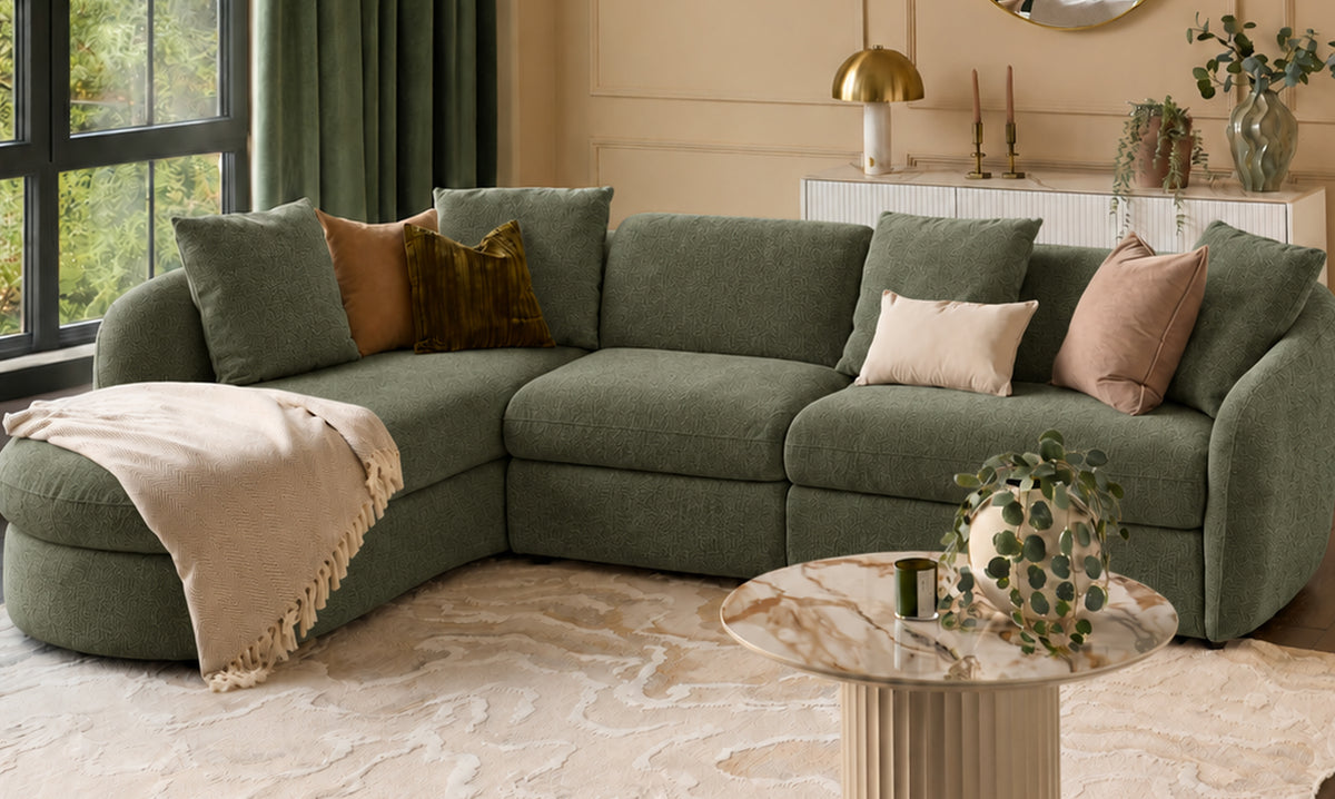 Ottilie olive green fabric sofa module