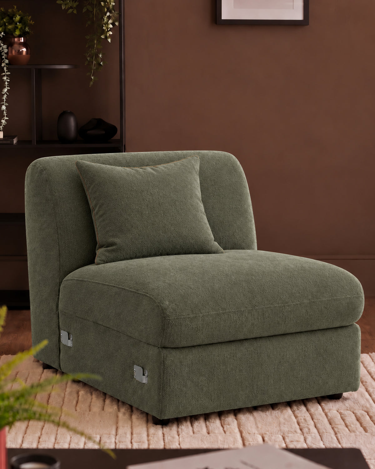 Ottilie olive green fabric sofa module