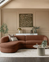 Ottilie apricot chenille left hand corner chaise sofa