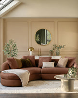 Ottilie apricot chenille left hand corner chaise sofa