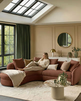 Ottilie apricot chenille left hand corner chaise sofa